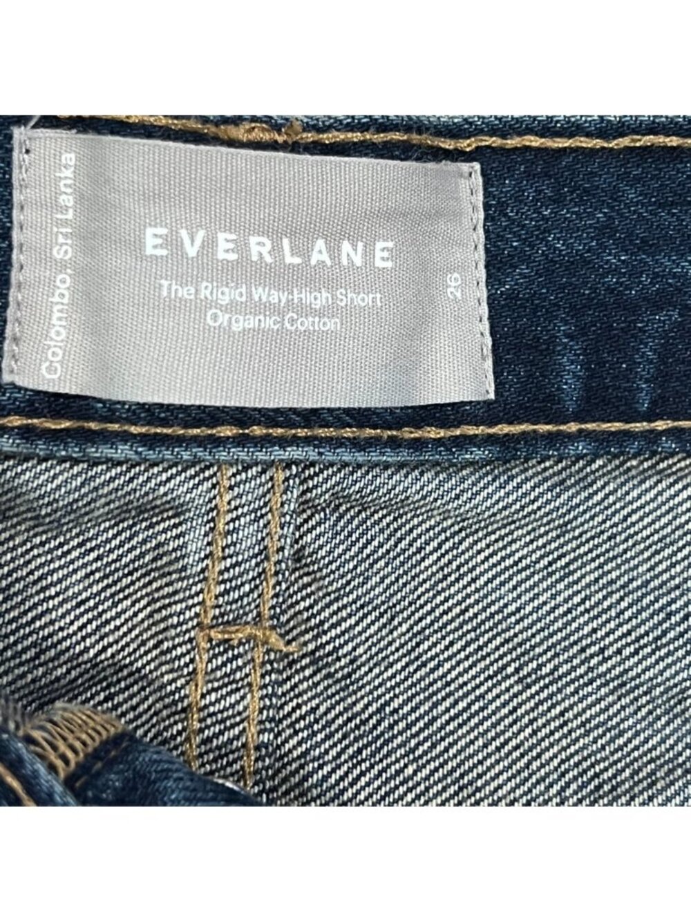 Everlane Rigid Way-High Short Organic Cotton Denim Blue Raw Hem Womens 26 - Picture 2 of 4